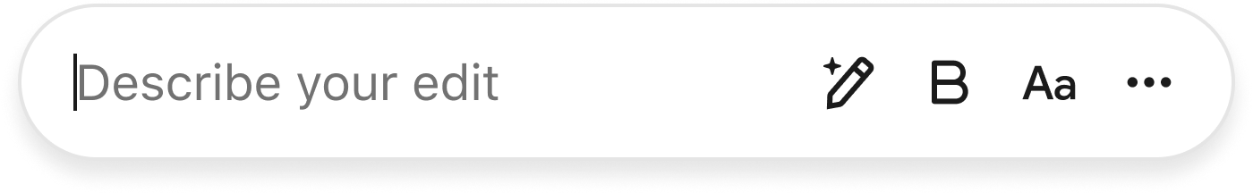 Describe your edit toolbar with AI editing and formatting controls