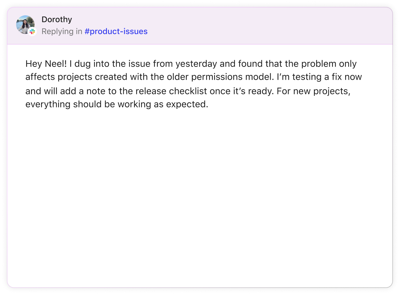 Slack artifact draft