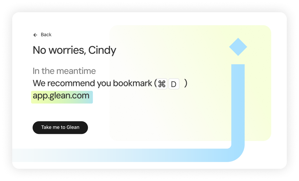 Bookmark Glean onboarding screen