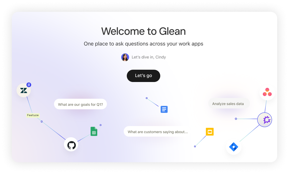 Welcome to Glean onboarding screen